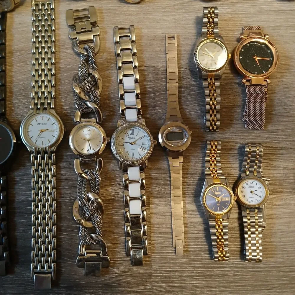 Lot 35+ Watches Parts/Repair ALL Metal Timex Seiko Nine West Anne Klein Armitron